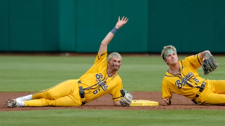 Savannah Bananas players competing during a live Banana Ball game