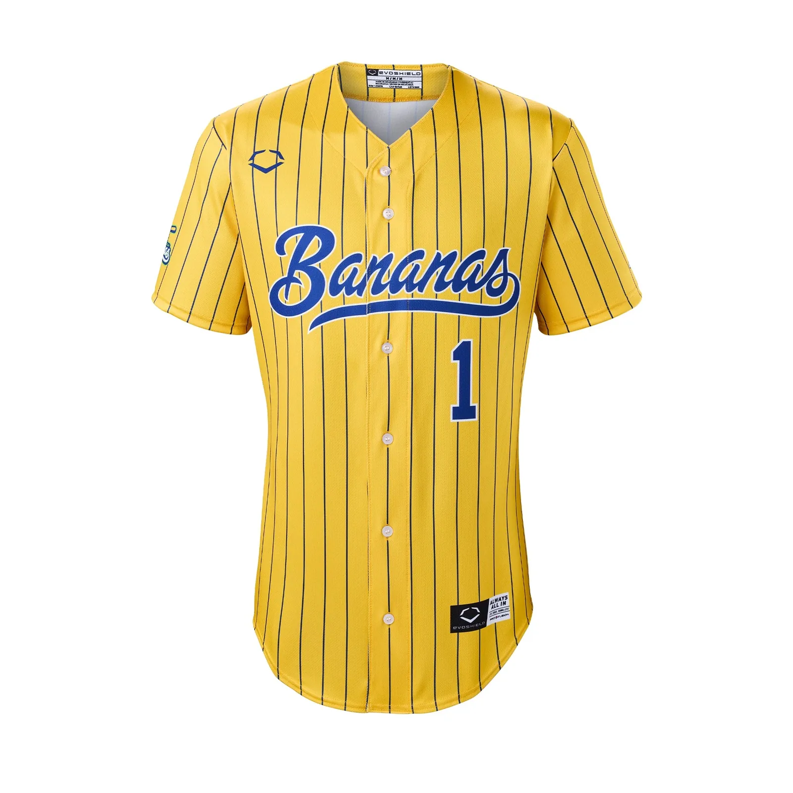 Official Savannah Bananas pinstripe BBCL replica jersey