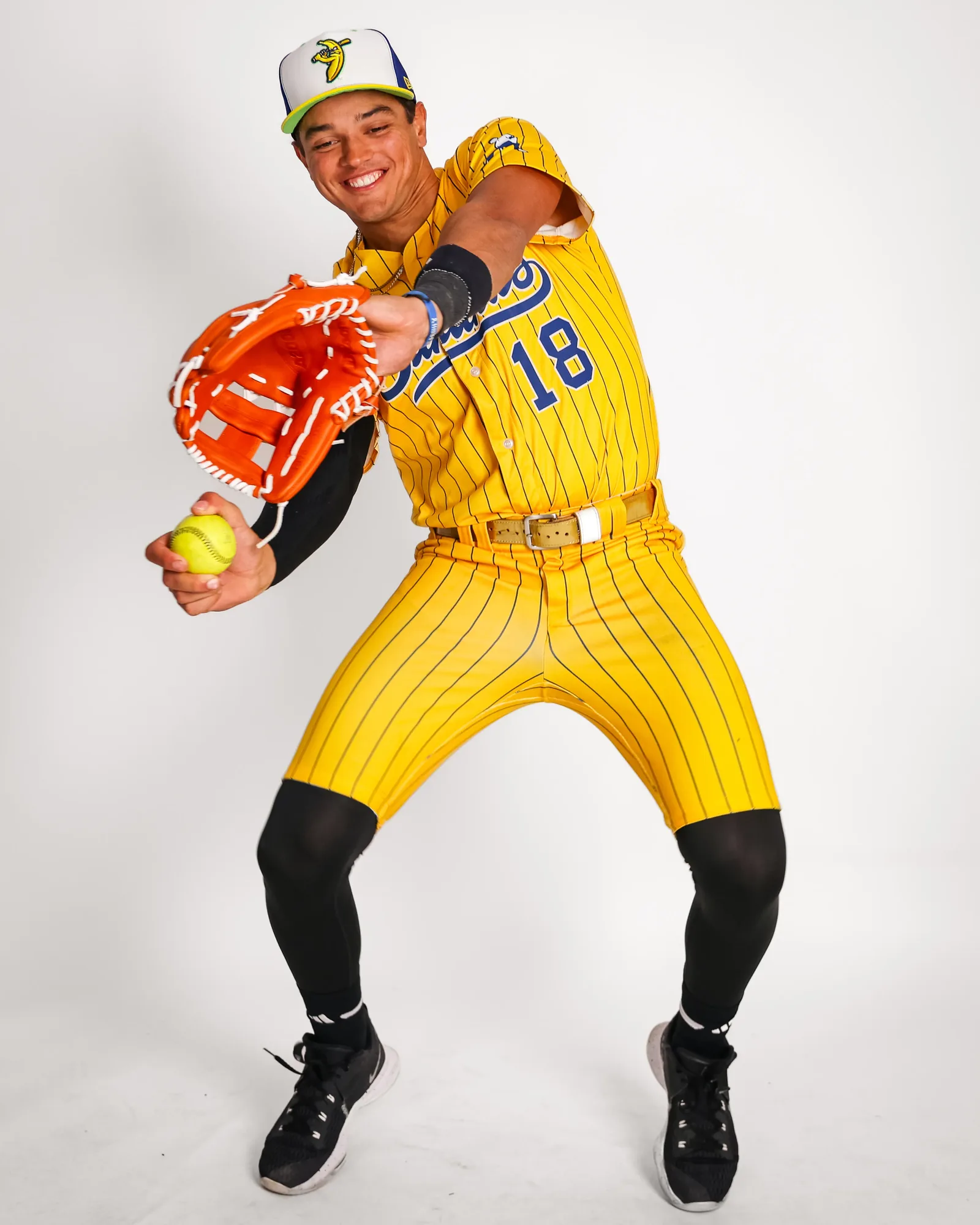Savannah Bananas catcher Easton Parrish in his official 2026 roster portrait